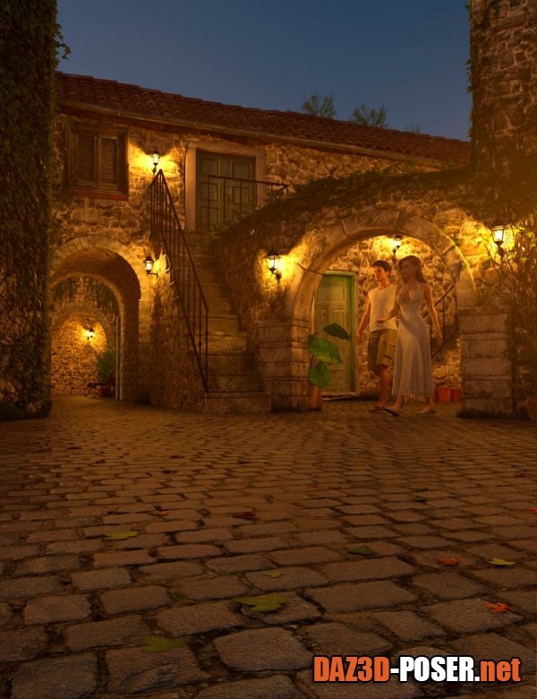 Dawnload Stone Mediterranean Courtyard for free