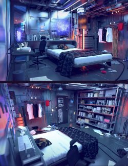 Cyberpunk Condo Bedroom