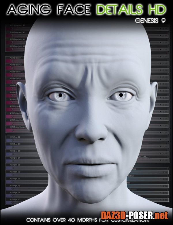 Dawnload Aging Face Details HD for Genesis 9 for free