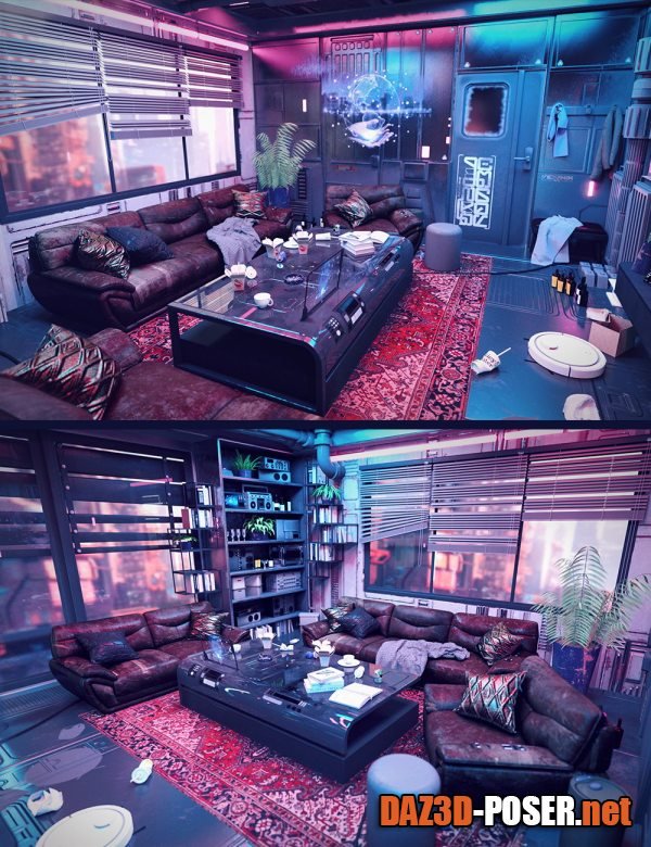 Dawnload Cyberpunk Condo Living Room for free