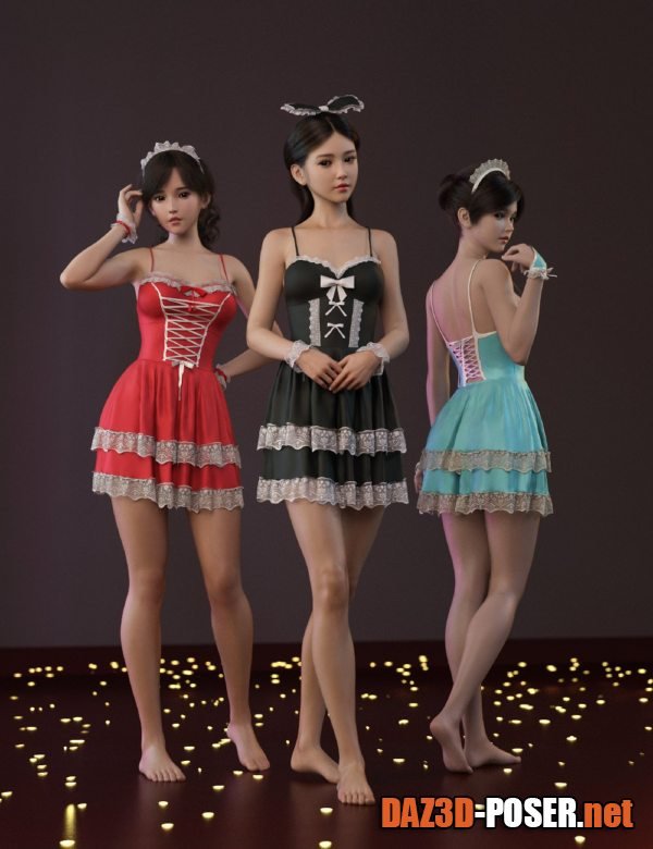 Dawnload dForce MKTG 3 in 1 Lace Dress Outfit for Genesis 9, 8.1 and 8 Female for free