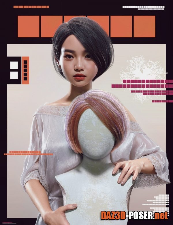Dawnload dForce Trendy Casual Bob Short Hair for Genesis 9 and 8 Female for free