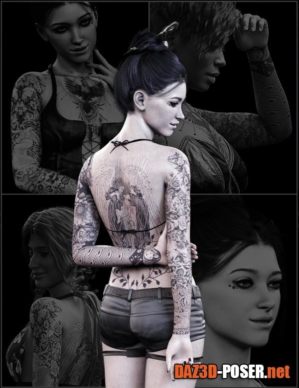 Dawnload FPE Monochrome Tattoos for Genesis 9 for free