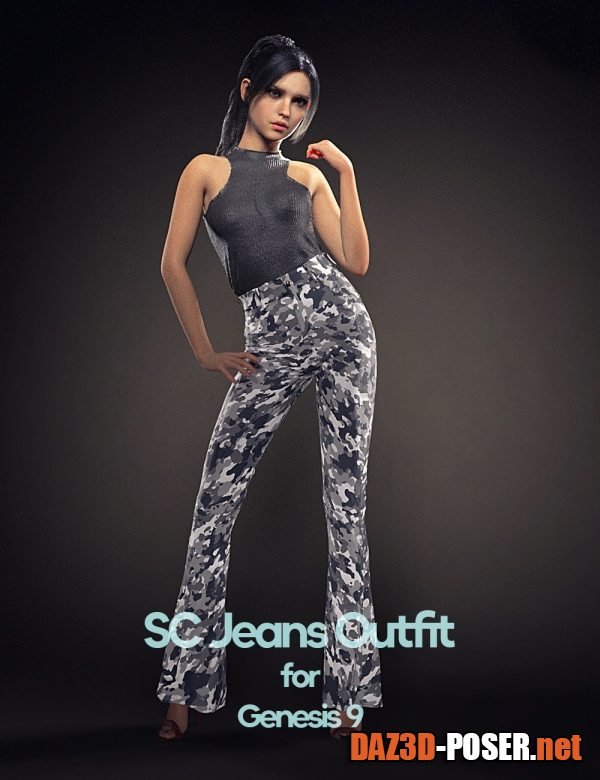 Dawnload SC Jeans Outfit for Genesis 9 Feminine for free