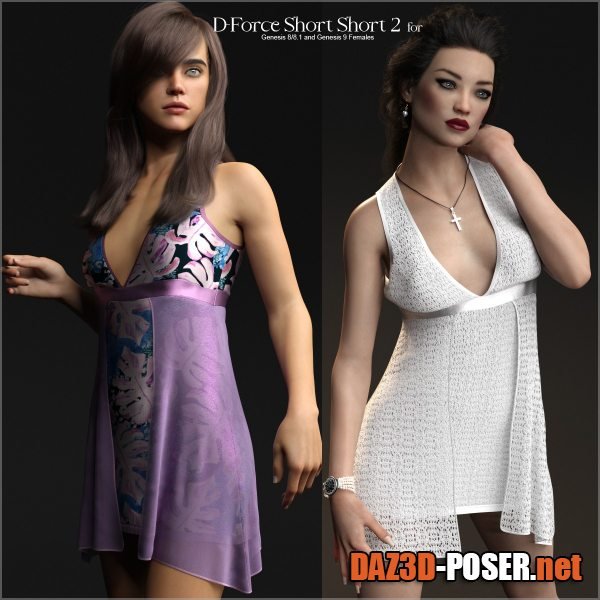 Dawnload D-Force Short Short Dress 2 for Genesis 8 and 9 Females for free