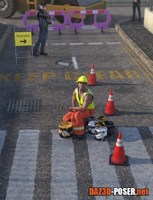 Dawnload Road Markings and Potholes – Decals for Daz Studio for free