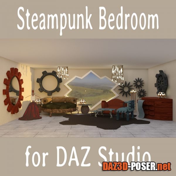 Dawnload Steampunk Bedroom for DAZ Studio for free