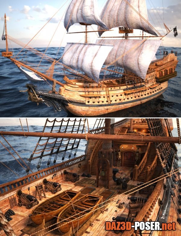 Dawnload XI Galleon Pirate Ship for free