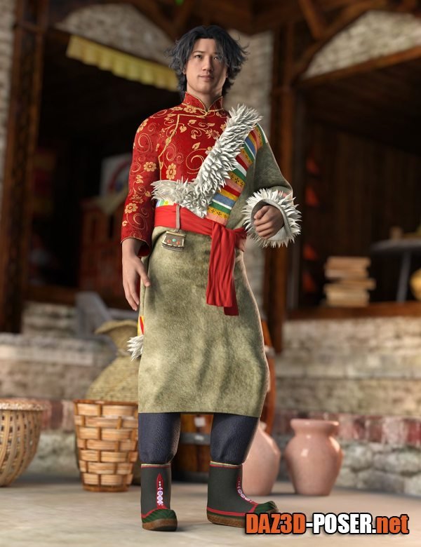 Dawnload dForce AA Tibetan Outfit for Genesis 9 for free