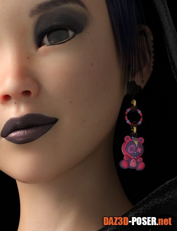 Dawnload Anarchy Ghouls Earrings for Genesis 8 Females for free