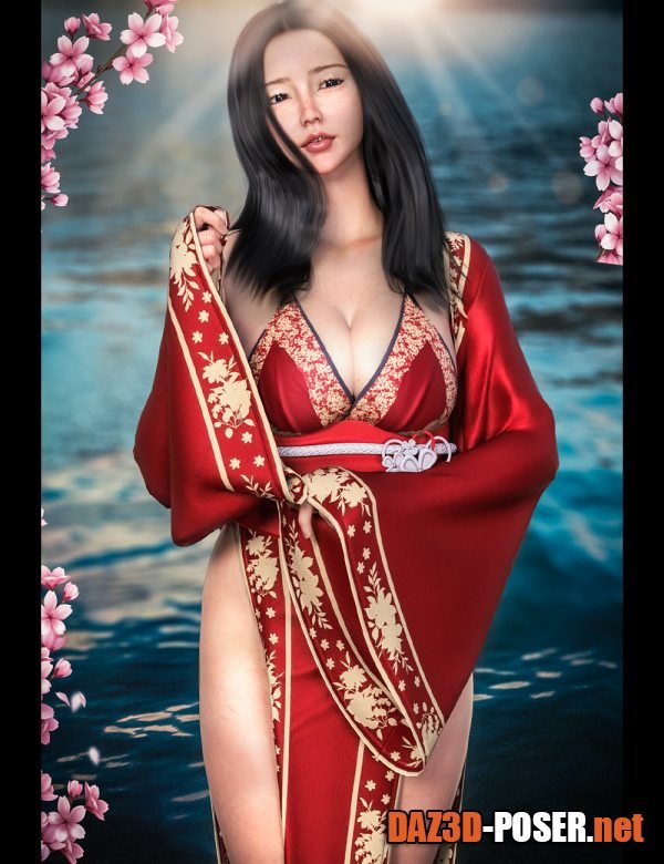 Dawnload dForce Hot Style Kimono Outfit for Genesis 9, 8, and 8.1 for free