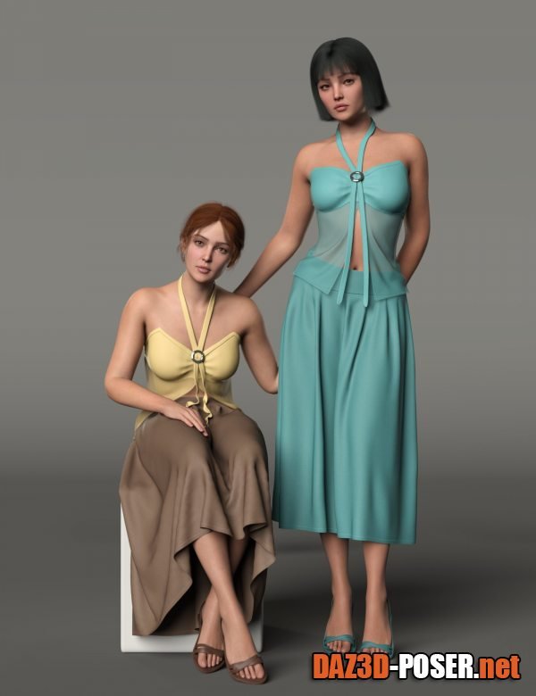 Dawnload dForce MK Halter Crop Top Long Skirt for Genesis 9 for free