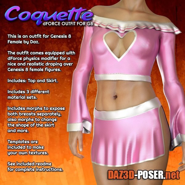 Dawnload Exnem dForce Coquette Outfit for Genesis 8 Female for free