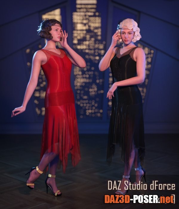 Dawnload FRQ dForce: 1920s Dress for Genesis 9 for free