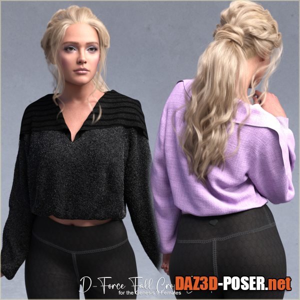Dawnload D-Force Fall Crop Sweater for Genesis 9 for free