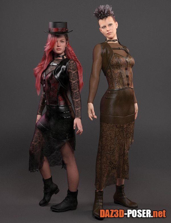 Dawnload Gothic Ruffled Skirt Outfit for Genesis 9 and 8 Females for free