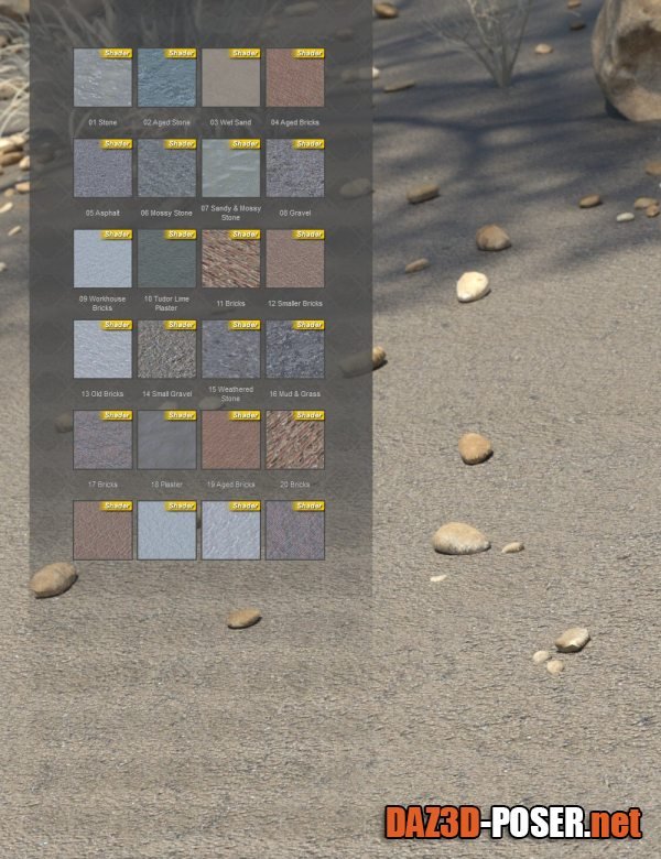 Dawnload Grunge Brick, Stone, and Ground Iray Shaders Vol 1 for free