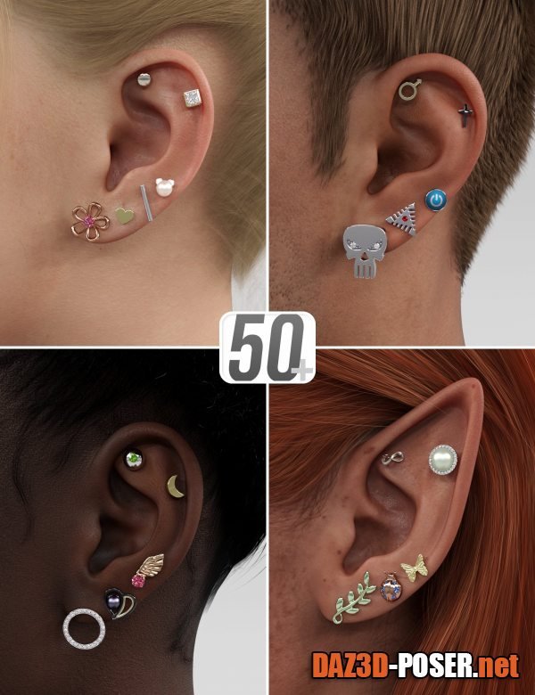 Dawnload NG Ultimate Stud Earring Collection for Genesis 9, 8, and 8.1 for free