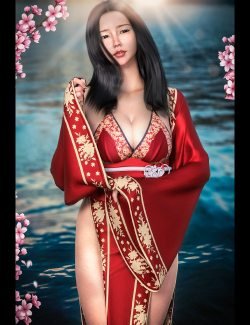 dForce Hot Style Kimono Outfit for Genesis 9, 8, and 8.1