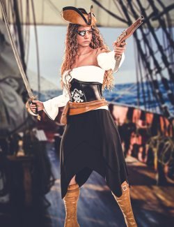 dForce Pirate Girl Outfit for Genesis 9
