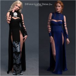 D-Force Gothic Dress 2 for Genesis 9