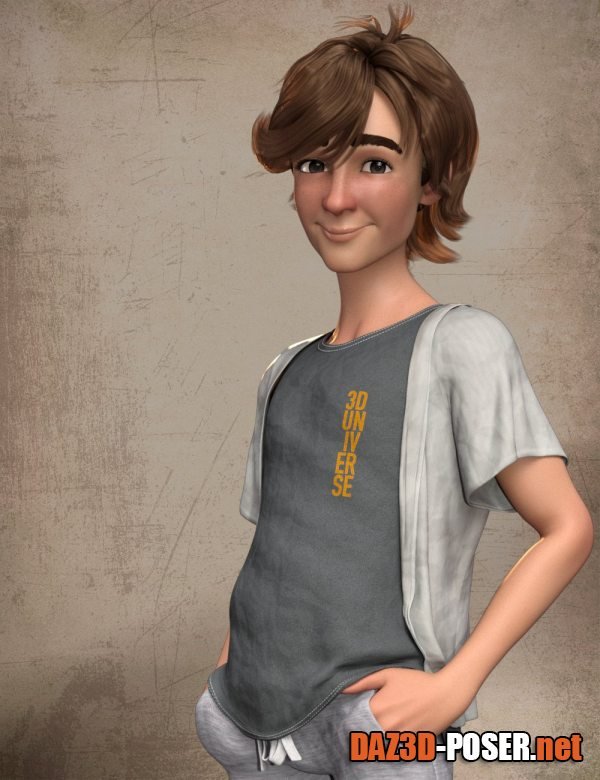 Dawnload Cartoon Adult Male Character, Hair, and Outfit for Genesis 9 for free