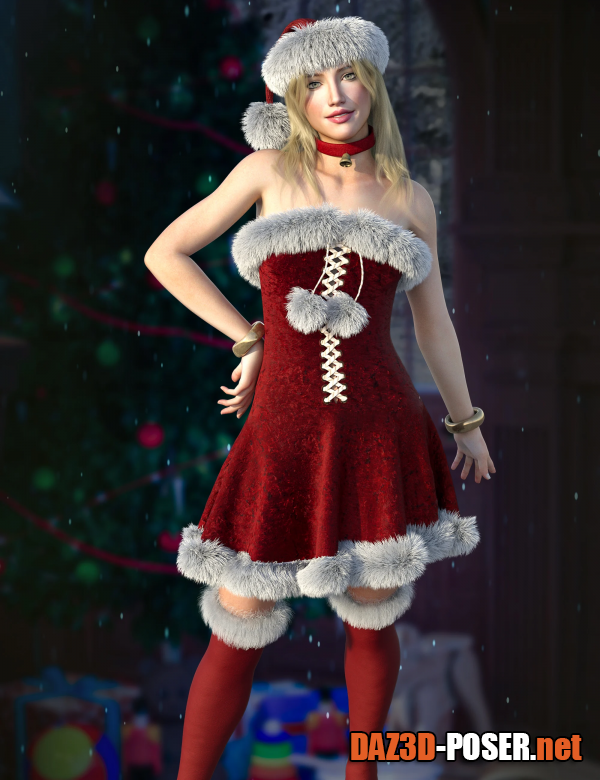 Dawnload dForce Bethany Christmas Outfit for Genesis 8, 8.1, and 9 for free