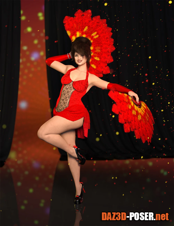 Dawnload dForce Burlesque Dance Outfit and Props for Genesis 9 for free