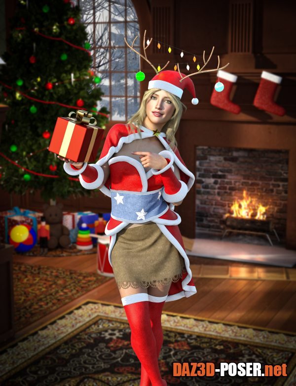 Dawnload dForce Carla Christmas Outfit for Genesis 8 and 8.1 Females for free