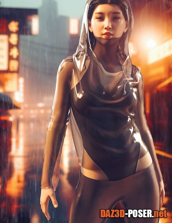 Dawnload dForce Spandex Vinyl Rainwear Outfit Genesis 9 Feminine and 8 Females for free