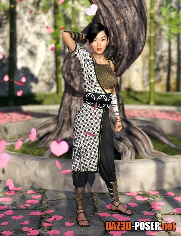 Dawnload dForce Wandering Samurai Outfit for Genesis 8 and Genesis 8.1 Females for free