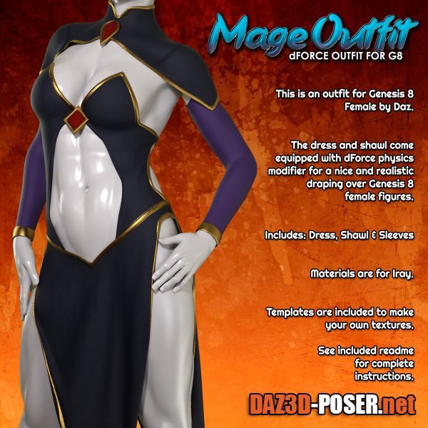 Dawnload Exnem dForce Mage Outfit for Genesis 8 Female for free