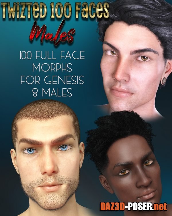 Dawnload Twizted 100 Faces Males for Genesis 8 Males for free
