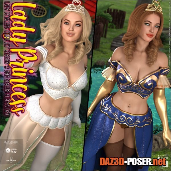 Dawnload dForce Lady Princess Outfit for Genesis 8 and Genesis 9 Females for free