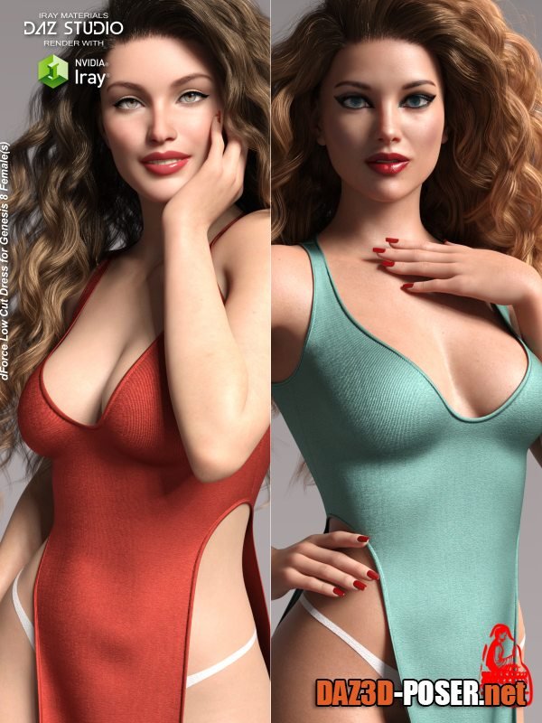 Dawnload dForce Low Cut Dress for Genesis 8 and 8.1 Females for free