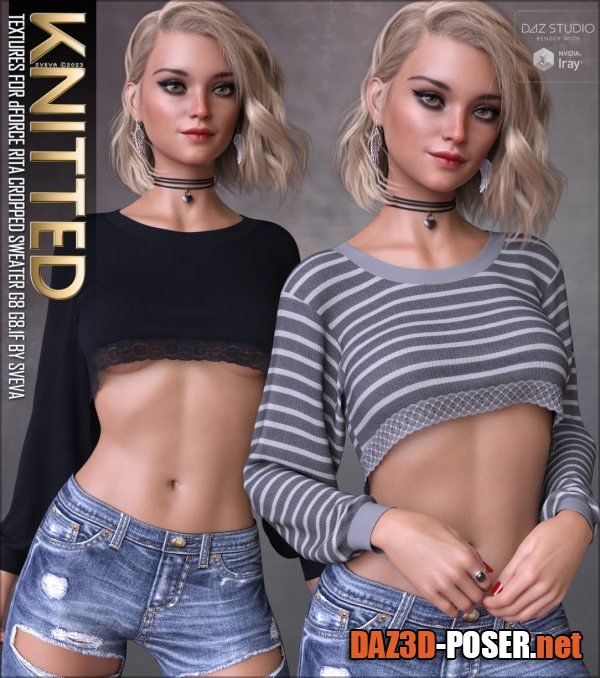 Dawnload Knitted Textures for dForce Rita Cropped Sweater for free