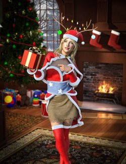 dForce Carla Christmas Outfit for Genesis 8 and 8.1 Females