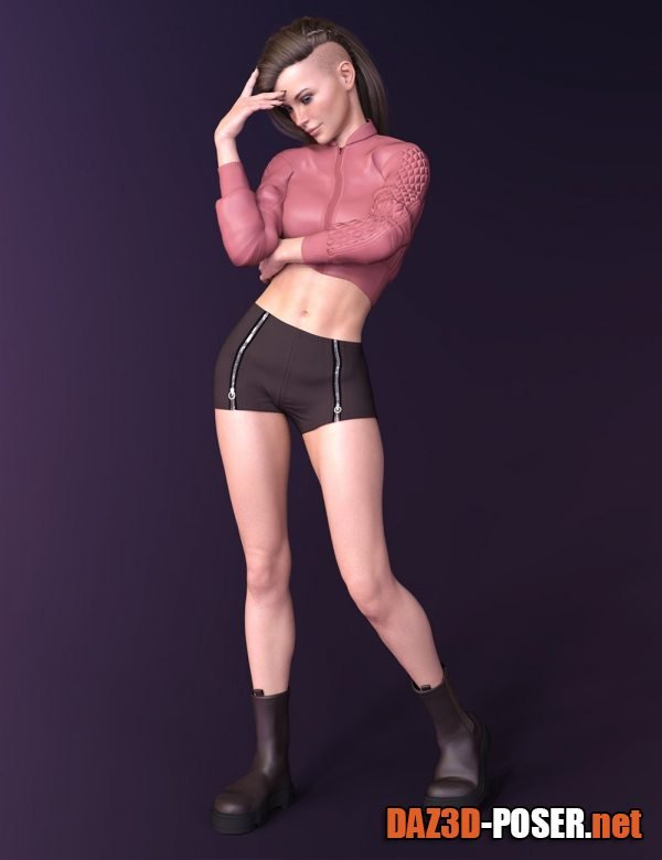 Dawnload X-Fashion Leather Cropped Outfit for Genesis 8 and 8.1 Female for free