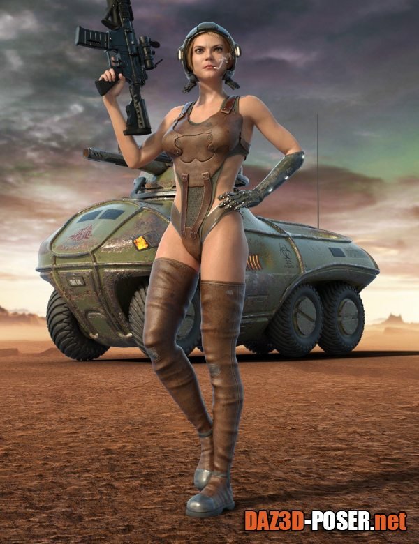 Dawnload Apocalyptic Army Girl Outfit and Hair for Genesis 8 Females for free