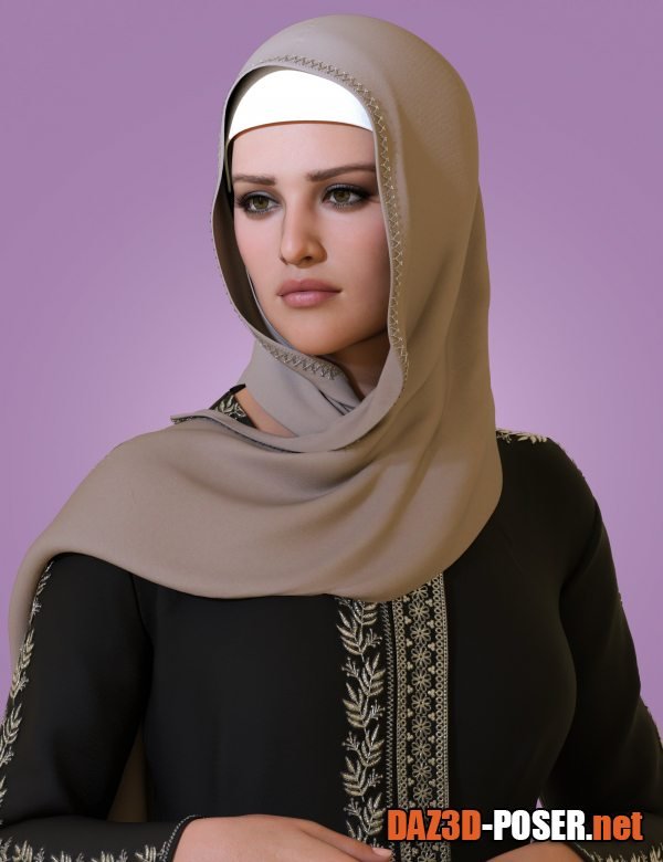 Dawnload BW dForce Farah Hijab Outfit for Genesis 9, 8, and 8.1 Females for free