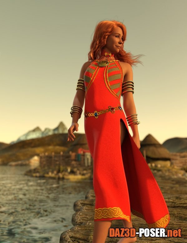 Dawnload dForce Celtic Style Dress Outfit for Genesis 9 for free