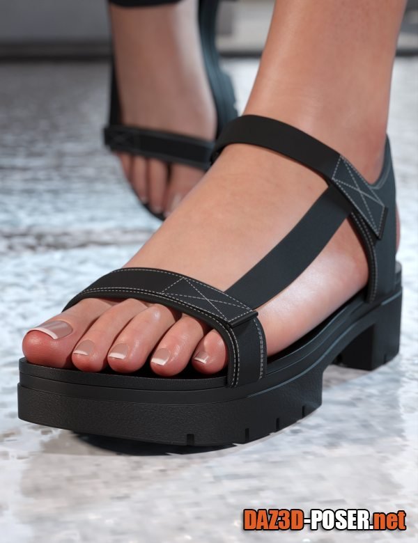 Dawnload Emily Platform Sandals For Genesis 9 for free