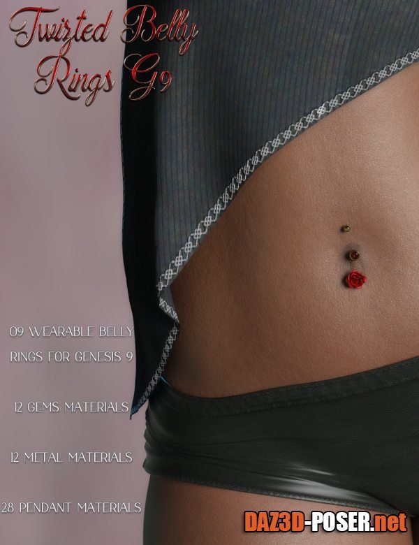 Dawnload Twizted Belly Rings for Genesis 9 for free