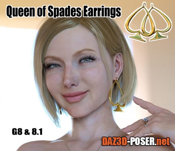 Dawnload Queen of Spades Earrings for Genesis 8 Female for free