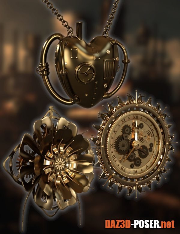 Dawnload Steampunk Pendant, Brooch and Earrings for G9 for free
