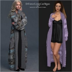 D-Force Long Cardigan for Genesis 8 and 9 Females