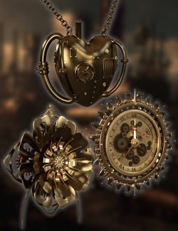 Steampunk Pendant, Brooch and Earrings for G9